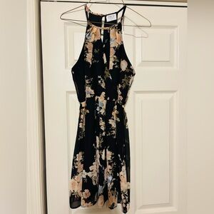 Sienna Sky Floral Keyhole High Round Neck Sleeveless Dress